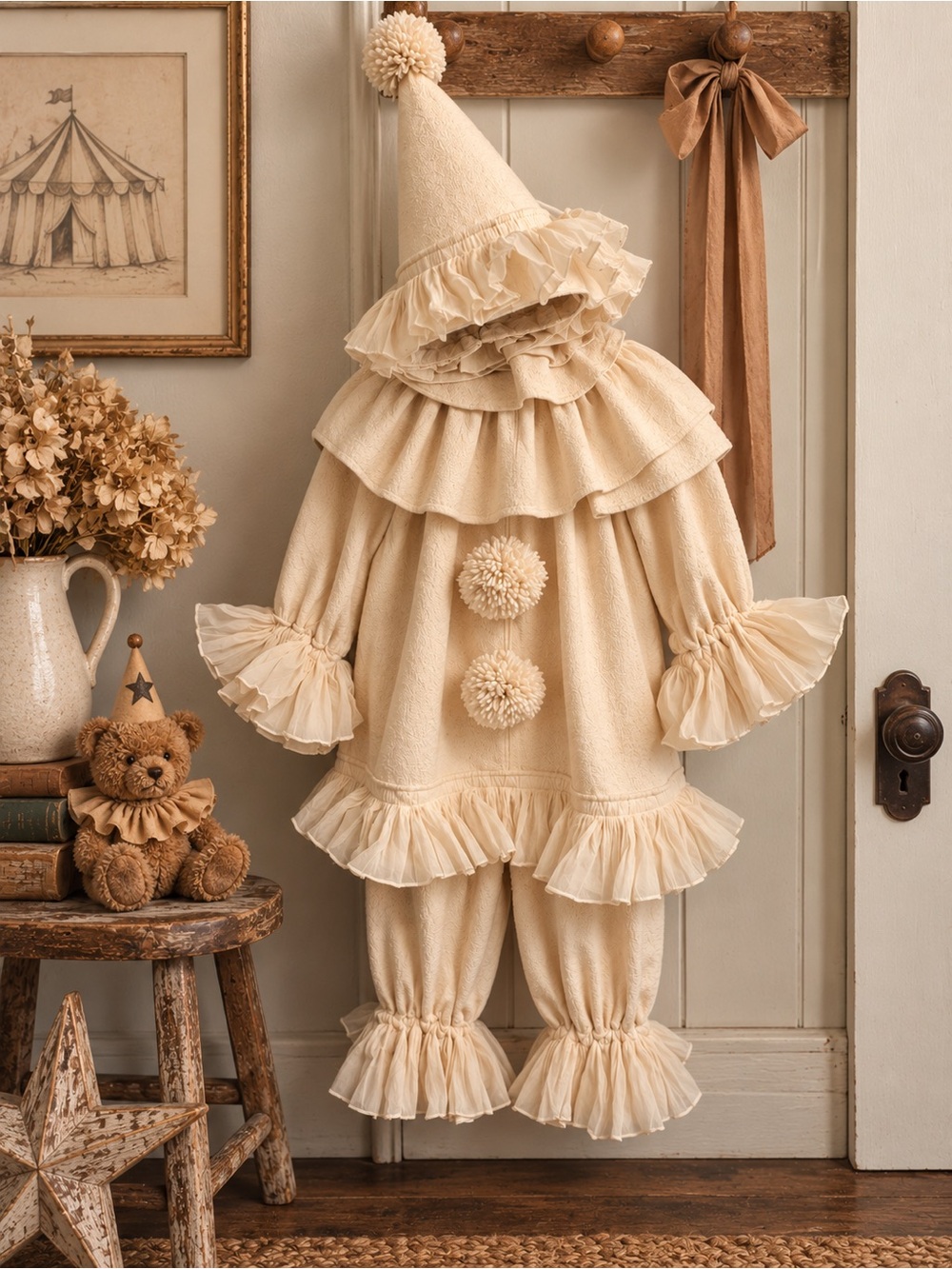 Neutral Clown Costume photo shoot outfit Halloween costume Handmade heirloom